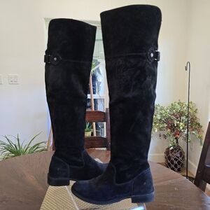 NWB Frye Black Suede Over-the-Knee Boots Extended Calf 7M